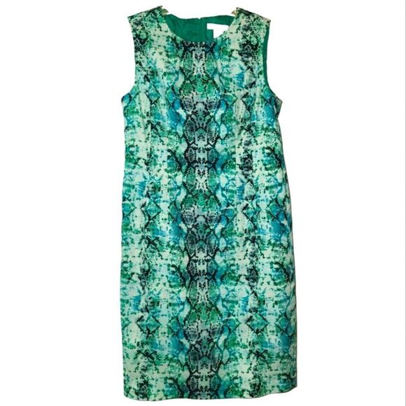 Liz Claiborne Green Snakeskin Sheath Dress - Picture 1 of 8